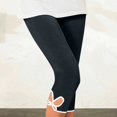 thumbnail image 3 of Womens Capris for Seniors Summer Capri Leggings Women Stretchy Workout Yoga Casual Vacation Beach Pants (Navy,M), 3 of 5