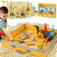 thumbnail image 1 of Billeeit Sand Construction Kit with A Big Foldable Sandbox and 2.2lbs Magic Sand, Truck Sand Construction Toys Including Castle Molds and Other Access, 1 of 7