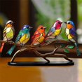 thumbnail image 3 of Pájaros acrílicos teñidos a mano en rama, adornos de escritorio, Material acrílico de doble cara, estilo Multicolor, decoraciones de aleación, 3 of 4