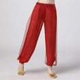 thumbnail image 2 of TEAJOPSUU Girl's Harem Dance Pants High Waisted Tribal Pants Sequin Stage Performance Pants Soft Stretchy Ankle Tied Pants A-Red, 2 of 5