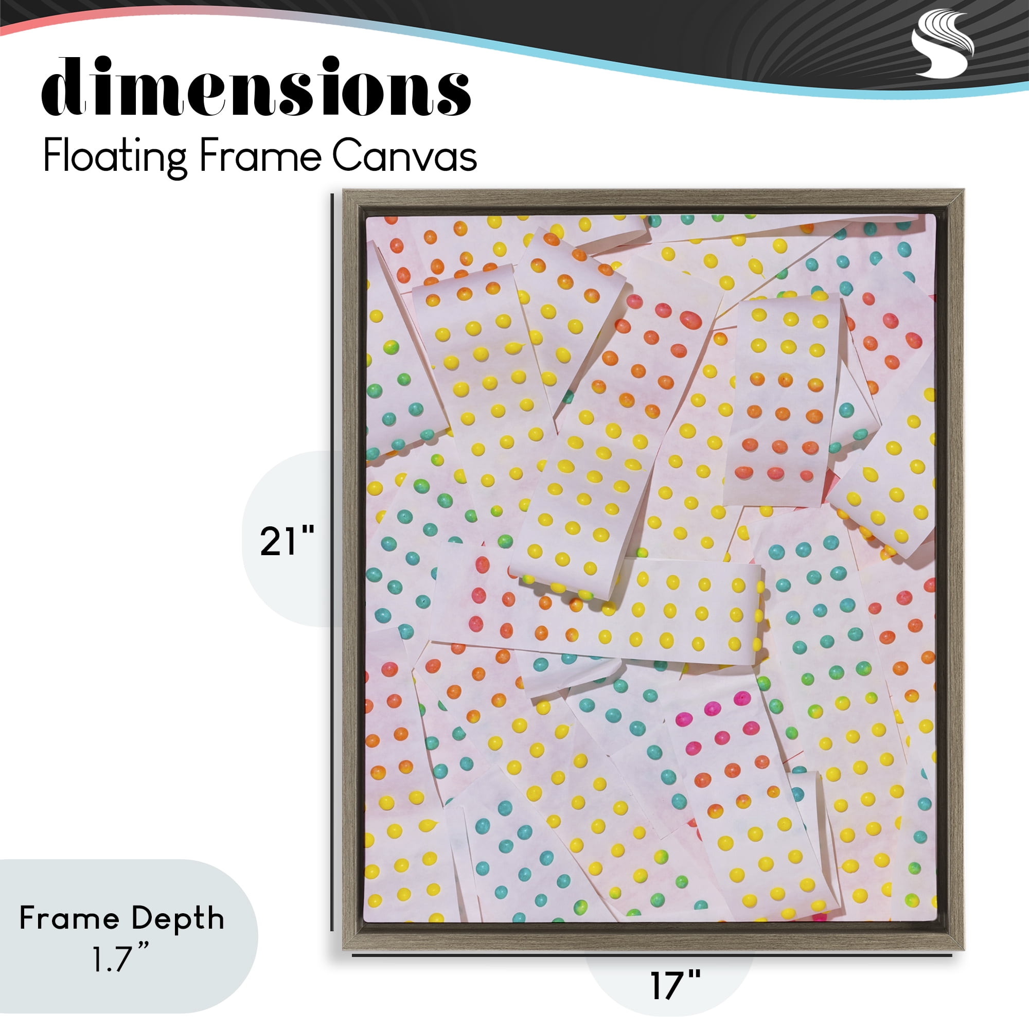 Stupell Industries Retro Color Candy Dots Brown Framed Floater Canvas Wall Art, design by LISH Creative