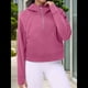 thumbnail image 5 of Sudadera con Capucha para Mujer, de Larga, Corta, con Media Cremallera y Bolsillos con Orificio para el Pulgar. Rosa Roja XL, 5 of 6