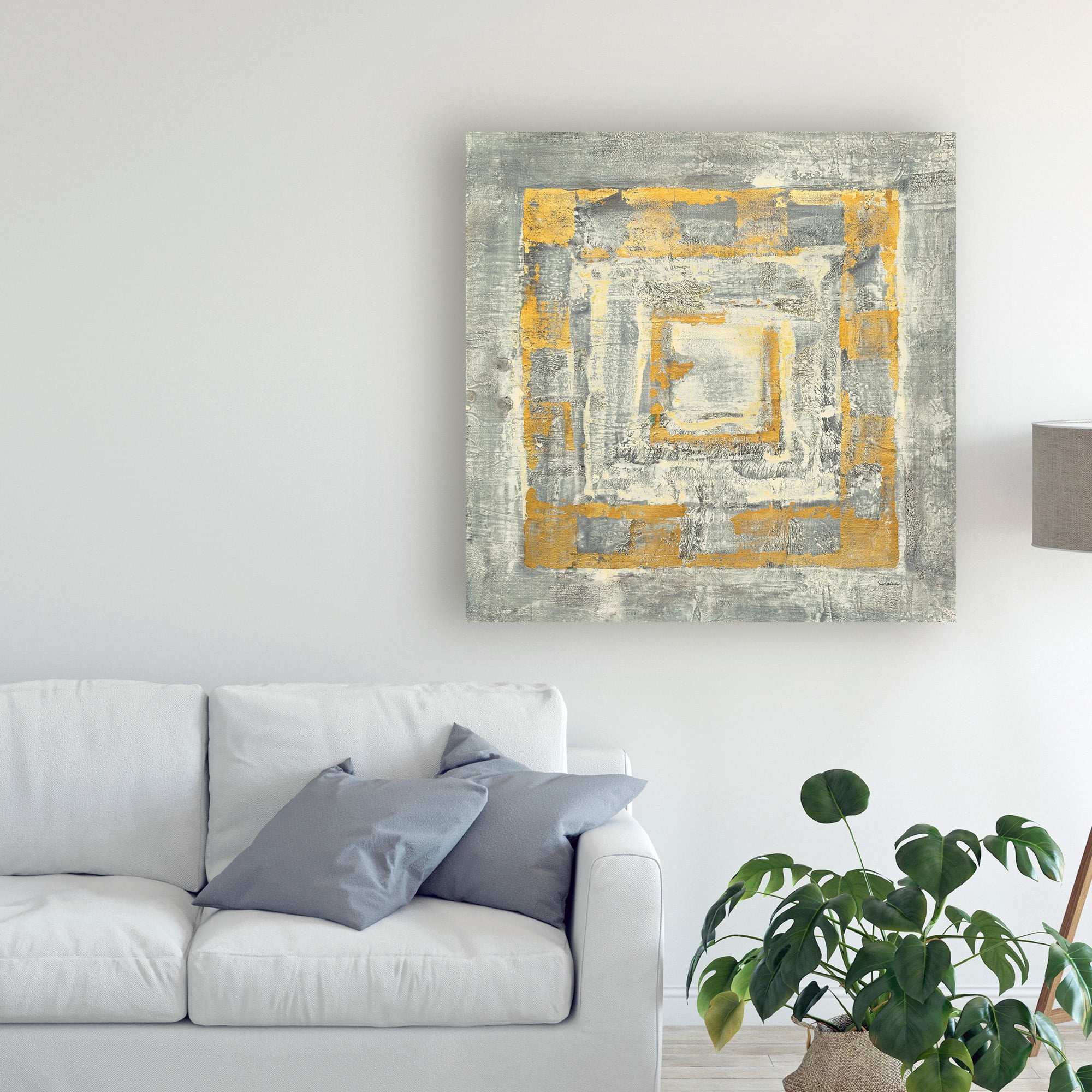 Trademark Fine Art 'Gold Tapestry Ii Gold And White' Canvas Art by Albena Hristova