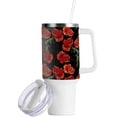thumbnail image 2 of SKYSONIC Insulated Tumblers with Lids and Straws Handles 40oz Water Bottle Red Poppies Flowers Black Travel Mug Reusable Stainless Steel Thermos Vacuum, 2 of 7
