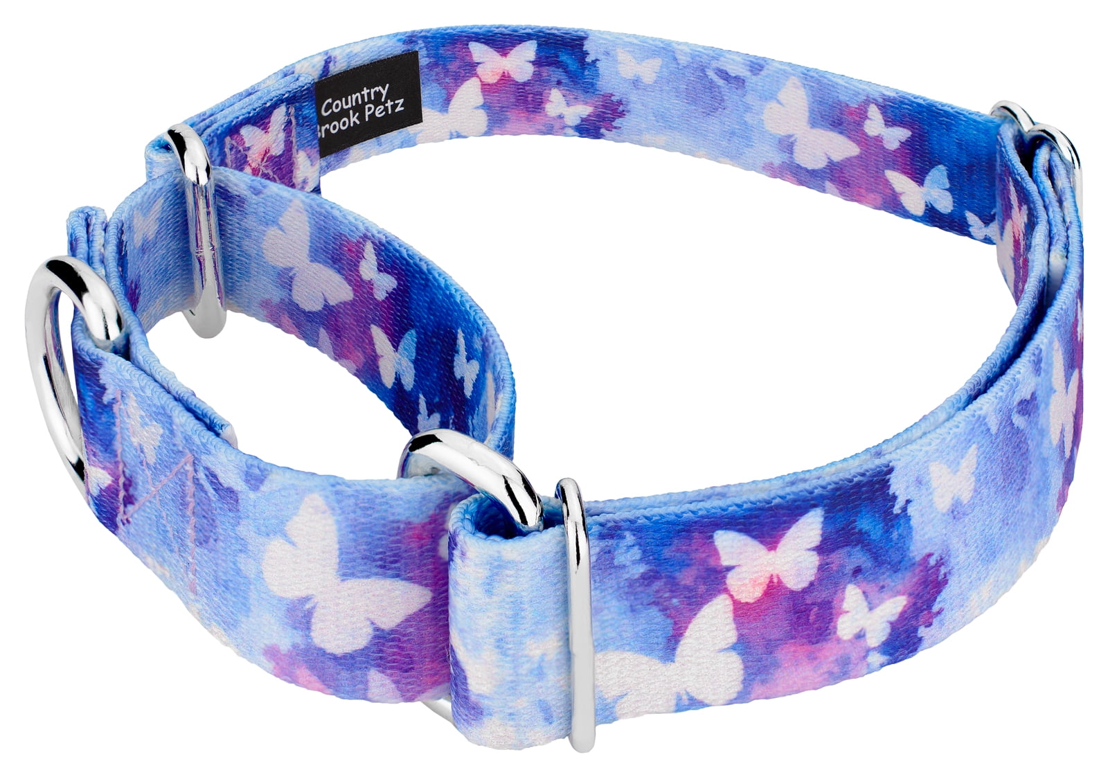 Country Brook Petz® Watercolor Butterflies Martingale Dog Collar and Leash, Large
