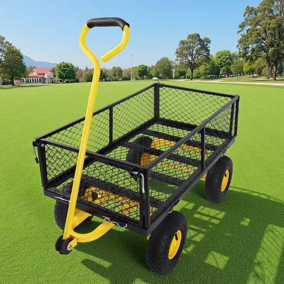 Utility Cart Wheelbarrow,660LBS Capacity Garden Wagon with 10 in Wheels for Farm