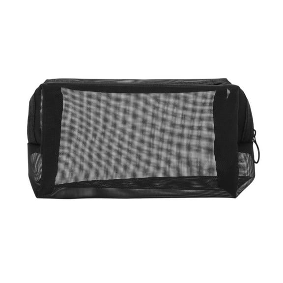 1 Pc Simple Mesh Makeup Bag for Business Travel Black Nylon