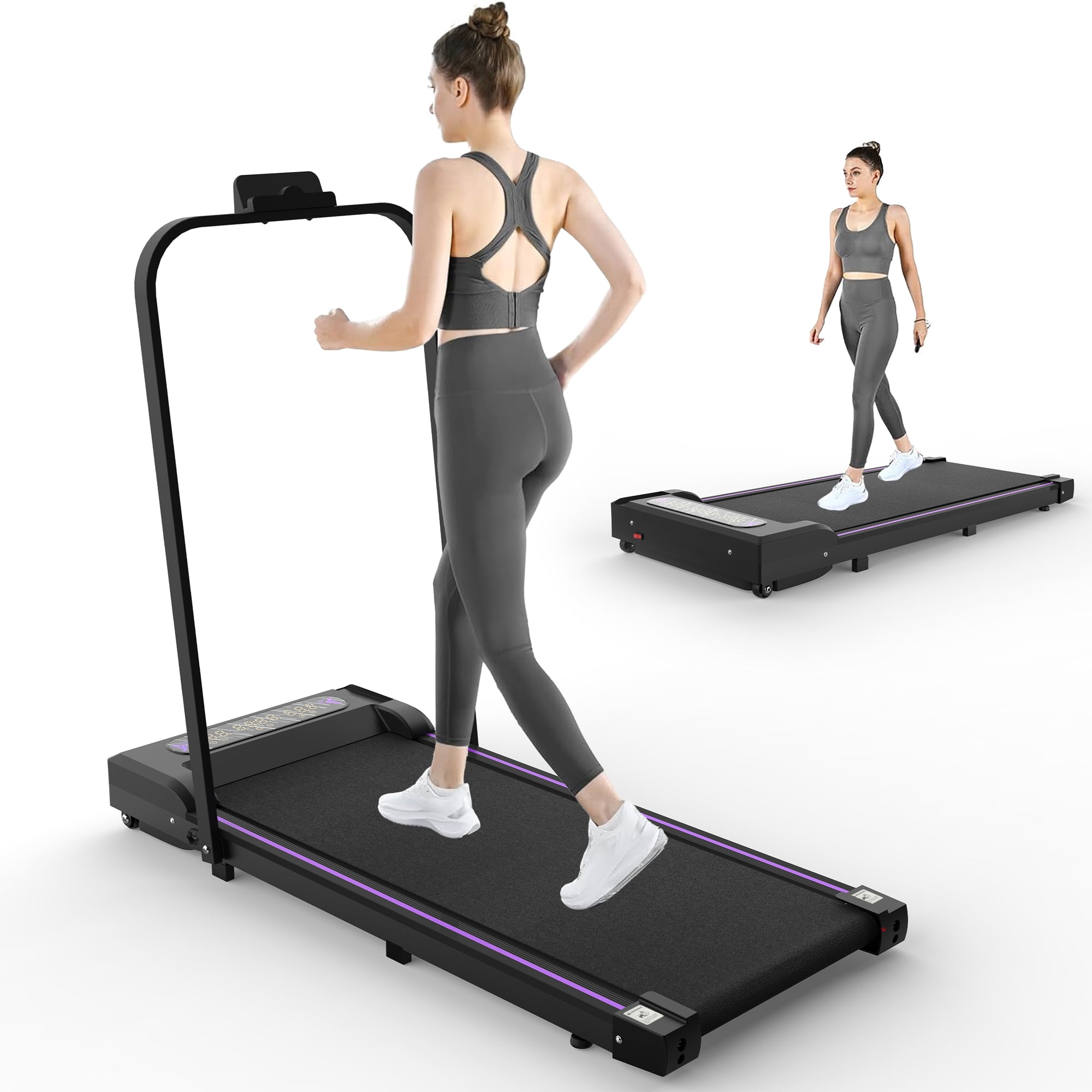 Under Desk Treadmill, 2 in 1 Portable Walking Pad with Remote Control, 2.5HP Quiet Motor, 0.5-5 MPH, LED Display, Compact Treadmill for Home Office Walking Jogging, Black