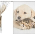 thumbnail image 3 of Coolnut Dog Hug Sleeping Cat Sheer Gauze Door Curtain Window Curtain Drapes for Living Room Kids Bedroom Window Treatment W55 x L78 In 2 Panels, 3 of 4