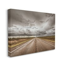 Stupell Industries Open Road under Stormy Sky Western Landscape Photography Gallery-Wrapped Canvas Print Wall Art, 16x20, by Nathan Larson