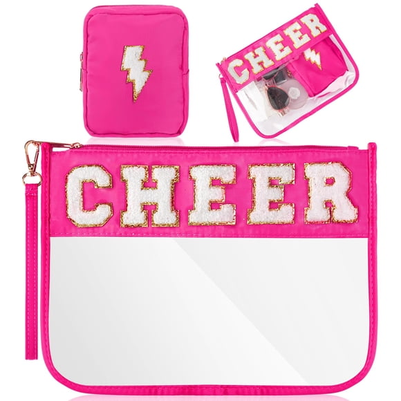 Bolsa de maquillaje Hillban Cheerleader impermeable de PVC, 2 unidades, rosa