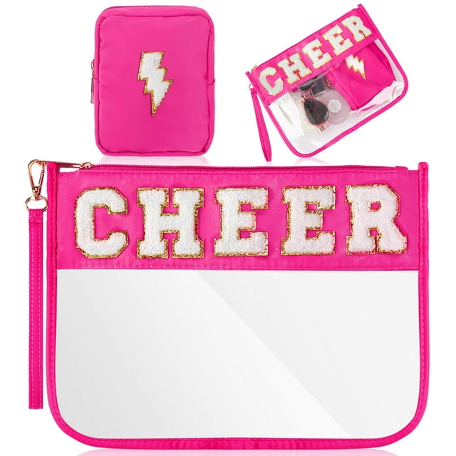 Bolsa de maquillaje Hillban Cheerleader impermeable de PVC, 2 unidades, rosa