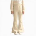 thumbnail image 3 of Sweet High Elasticity Tight Fitting Girls' Leggings Lounge Yoga Pants for Girls Fold Over Wide Leg Sweatpants Flare Bell, 3 of 9