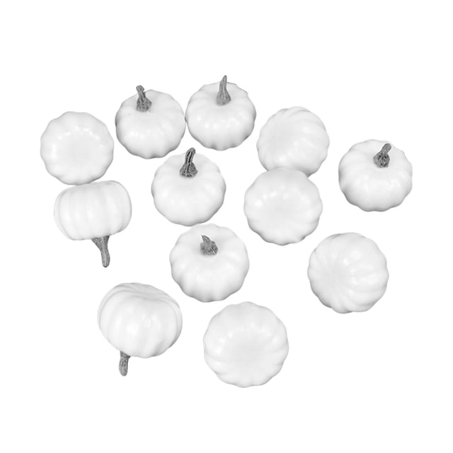 12 Pcs Fake Pumpkins Model, Fake Foam Pumpkins, Small Cute DIY Photography Props S White