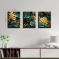 thumbnail image 3 of Tropical Leaf Wall Art Green and Gold Wall Decor for Living Room Bathroom Emerald Green Plant Decor Gold Leaves Canvas Pictures Boho Botanical Paintings Modern Artwork Home Decorations 12x16, 3 of 6