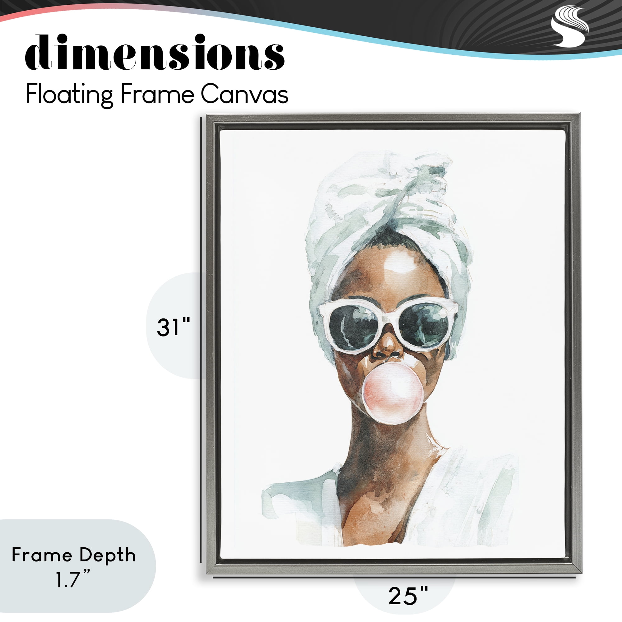 Stupell Industries Bubble Reverie Female Gray Framed Floater Canvas Wall Art, design by Svetlana Aleynikova
