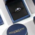thumbnail image 5 of Gem Stone King 14K White Gold White Lab Grown Diamond & Blue Created Sapphire 3-Stone Engagement Ring | 1.00 Cttw | Round 5MM and 4MM | Three Stone Wedding Anniversary Promise Ring for Women (Size 8), 5 of 6
