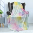 thumbnail image 4 of Abstract Soft Flannel Fleece Throw Blanket, Geometrical Vibrant Rainbow Themed Pastel Colored Rhombus Pattern Hipster Style, Cozy Plush for Indoor and Outdoor Use, 60" x 80", Multicolor, by Ambesonne, 4 of 5