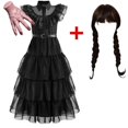 thumbnail image 2 of Disfraces de película Wednesday para niñas, disfraz de princesa de cumpleaños, disfraces de fantasía negra para Halloween, Carnaval, vestidos de Cosplay para niños, 2 of 4