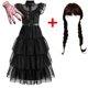 thumbnail image 2 of Disfraces de película Wednesday para niñas, disfraz de princesa de cumpleaños, disfraces de fantasía negra para Halloween, Carnaval, vestidos de Cosplay para niños, 2 of 4