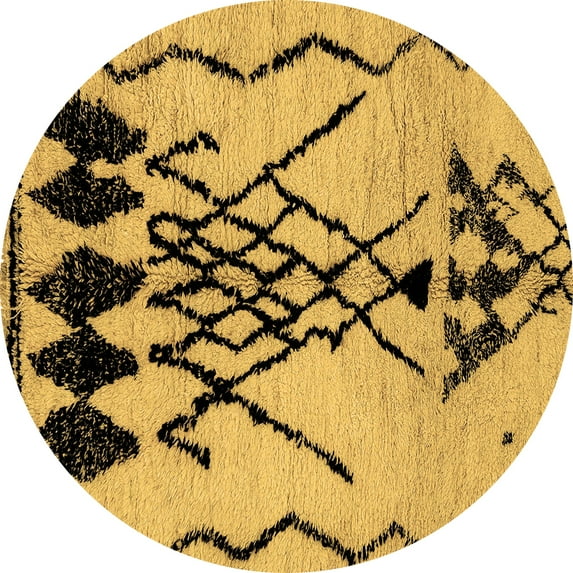 Ahgly Company Indoor Round Abstract Brown Modern Area Rugs, 6' Round