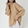 thumbnail image 4 of Sweaters for Women 2025 Oversized Long Sleeve Turtleneck Fall Winter Casual Knit Jumper Top Womens Pullover Sweaters, 4 of 5