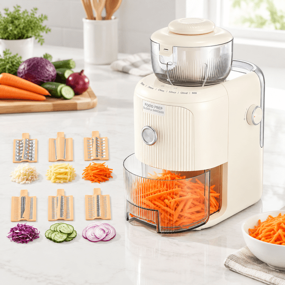 6-in-1 Electric Food Grater Slicer Shredder for Kitchen Prep