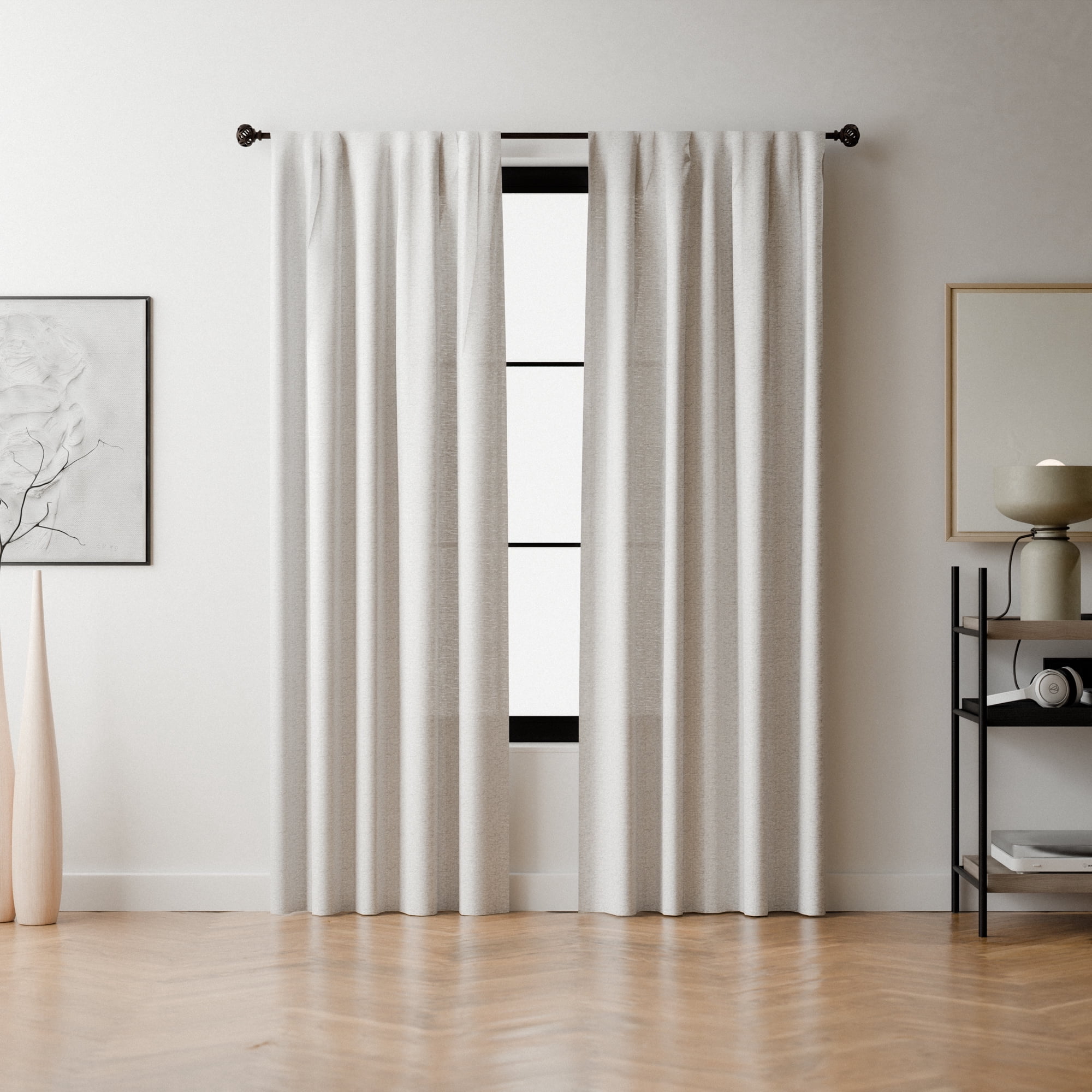 Mainstays 3/4" Bronze Filigree Knob Adjustable Single Curtain Rod Set, 23-84"