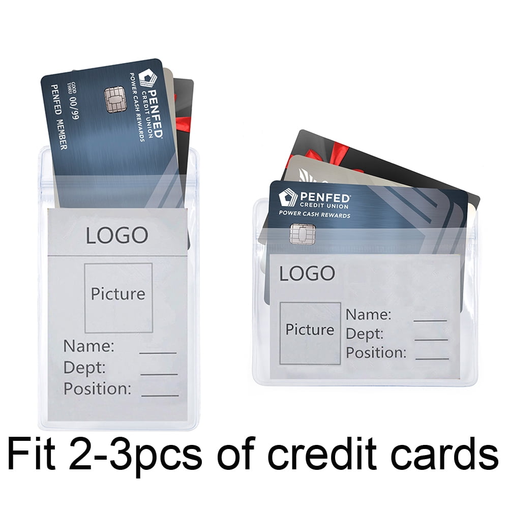 GOGO Heavy Duty ID Card Badge Holder Clear Vinyl Waterproof Type Resealable Zip-vertical-50 Packs