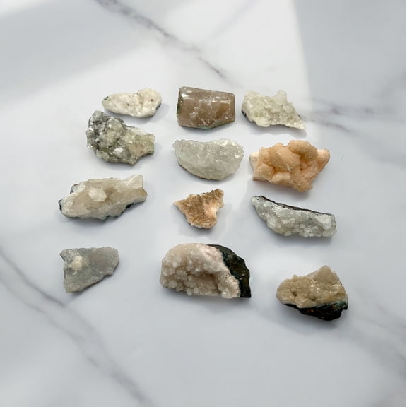 Apophyllite Zeolite Crystals 12 pc Flat