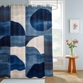 Bathroom Shower Curtain Dark Blue Color Blocks Waterproof Shower ...