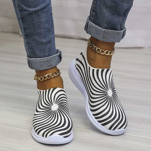 Moda para mujer, tela elástica, zapatos deportivos informales de talla grande para mujer, zapatos voladores ligeros Wmkox8yii shalkjhdk1949