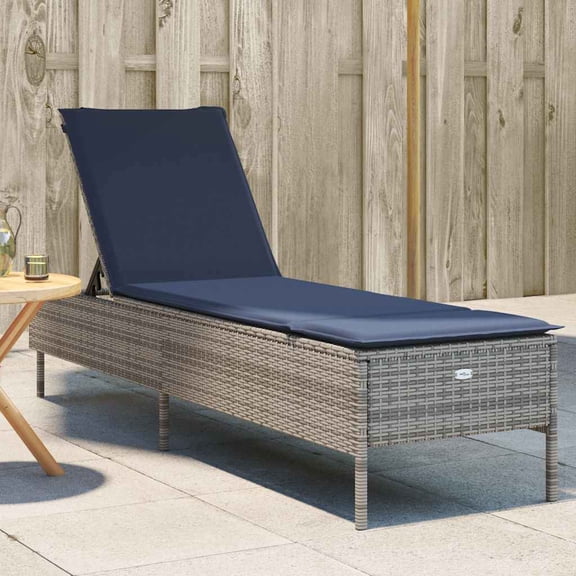 vidaXL Patio Sun Lounger Gray PE rattan Standard Height-Adjustable