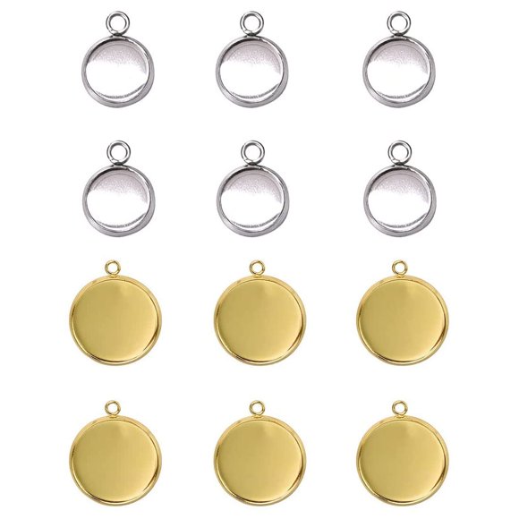 Bandejas colgantes de Jewelry Finding LANBEIDE, 10 mm, plateadas, 16 mm, doradas