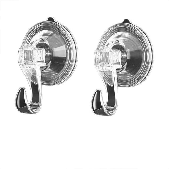 2-Pack Heavy Duty Suction Cup Hooks 6.6lbs,Clear Waterproof Reusable Shower Hooks for Glass Tile Bathroom Kitchen Wreath Hanger Display Gift