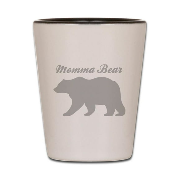 CafePress - Momma Bear - White/Black Shot Glass, Unique and Funny Shot Glass
