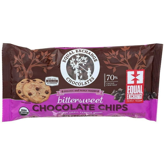Equal Exchange Organic Bittersweet Dark Chocolate Chips, 10 Ounce -- 12 per case.