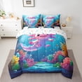 thumbnail image 2 of Feelyou Cute Ocean Axolotl Bedding Comforter Set 7pcs for Child, Cartoon Dreamy Animal Queen Bedding Sets, Fairy Tale Animal Reversible Queen Sheet Sets, Breathable Home Decor, 2 of 8