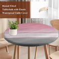 thumbnail image 5 of Round Table Cover 36-44 Inch Pink Gray Waterproof Reusable Table Cloth Round Fitted Vinyl Tablecloth with Elastic Edged for Parties Outdoors, Vintage Country Gradient Wooden Plank Line, 5 of 9