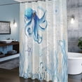 thumbnail image 3 of Retro Oceans Shower Curtains for Bathroom, Watercolor Beige Blue Octopus Starfish Seaweed Washable Fabric Shower Curtain with Hooks Waterproof Bathroom Decor Sets, 66 x 72 Inches, 3 of 9