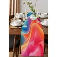 thumbnail image 4 of Orange Blue Pink Moire Table Runner 72 Inches, Contemporary Water Ripple Bed Runner Dresser Scarves Tabletop for Indoor Outdoor Parties/Ceremony/Banquet, 14" x 72", 4 of 8