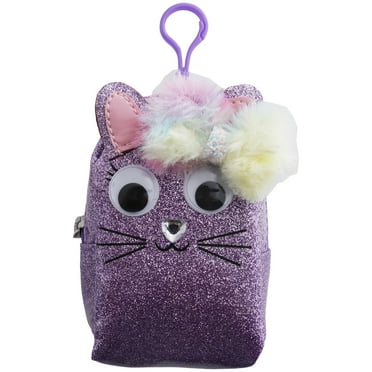 Children's Purple Cat Pouch Key Ring