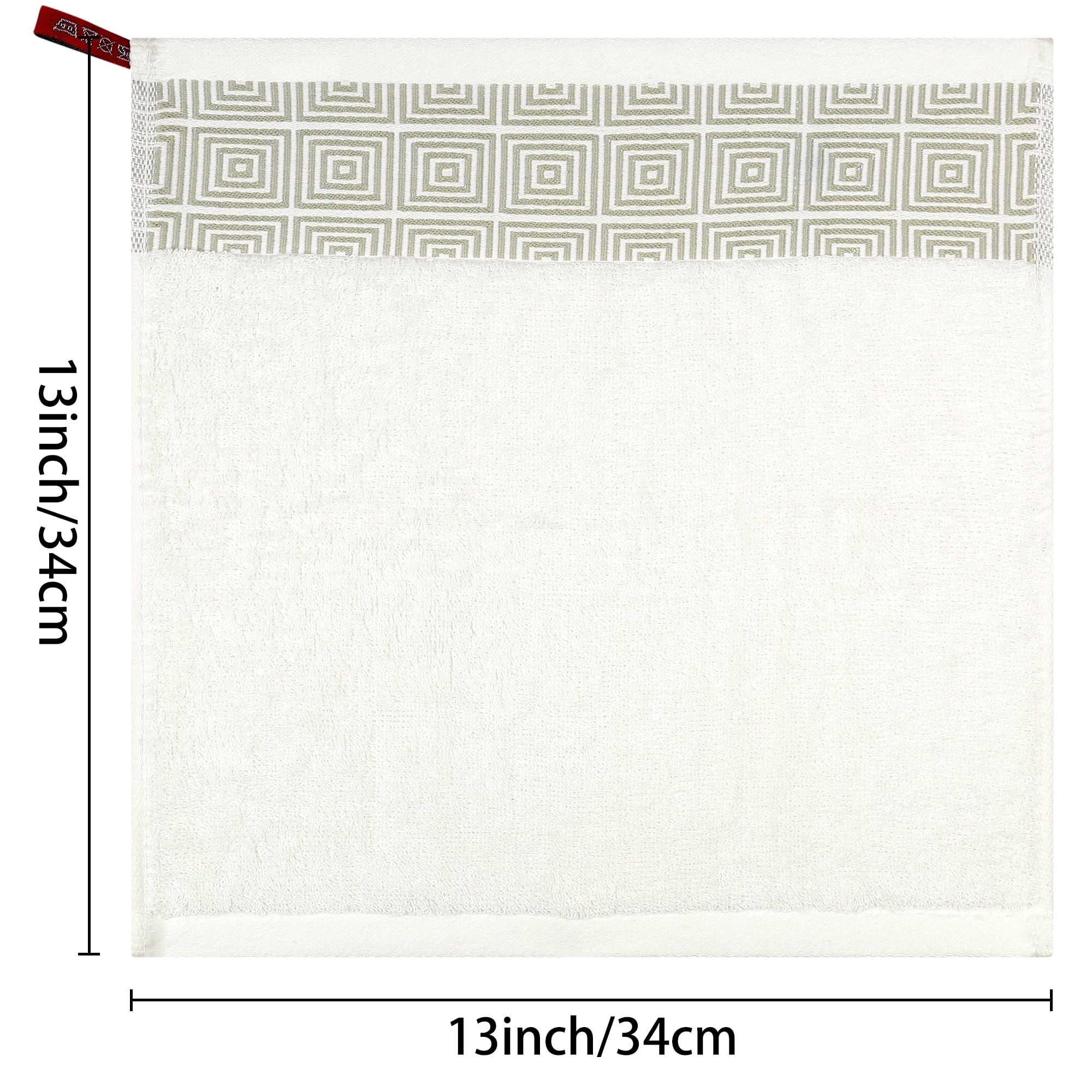 Unique Bargains Geometric Washcloths Set Cotton Bath Towels Low Lint White 6