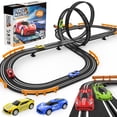 thumbnail image 1 of Juegos de pistas de carreras de autos con ranura para niños, pista de autos de carrera eléctrica o con batería con 4 autos con tragamonedas de alta velocidad, juego de carreras dual, 2 controladores m, 1 of 5