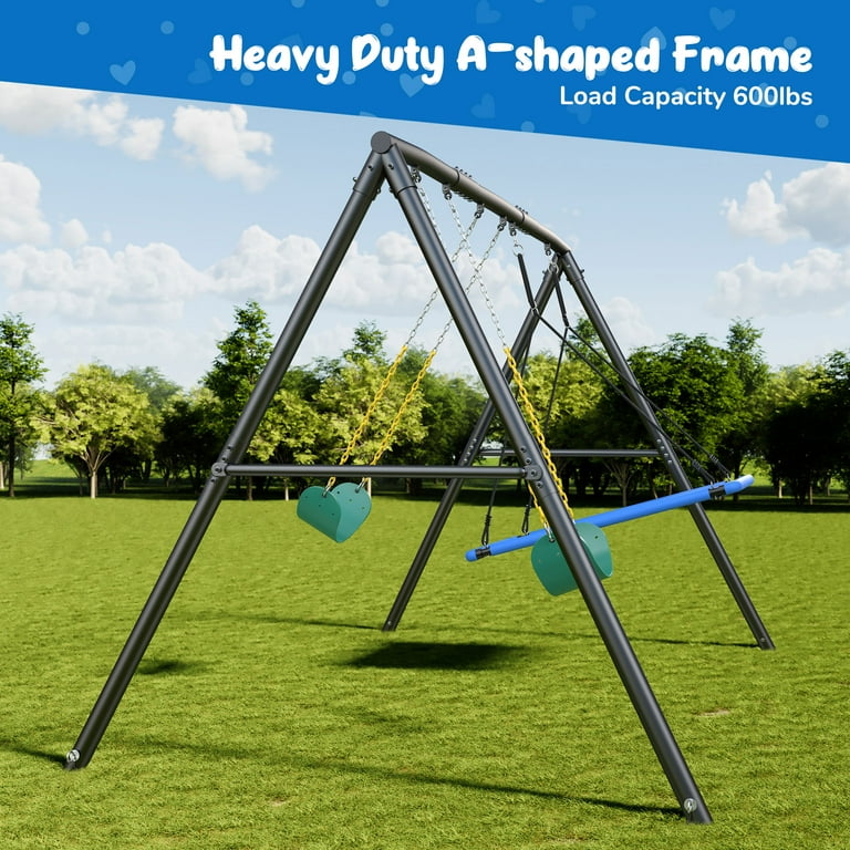 Swing Big 3枚セット KloKick, 600lbs Capacity Metal Swing Set, A-Frame Design, 3 Swings