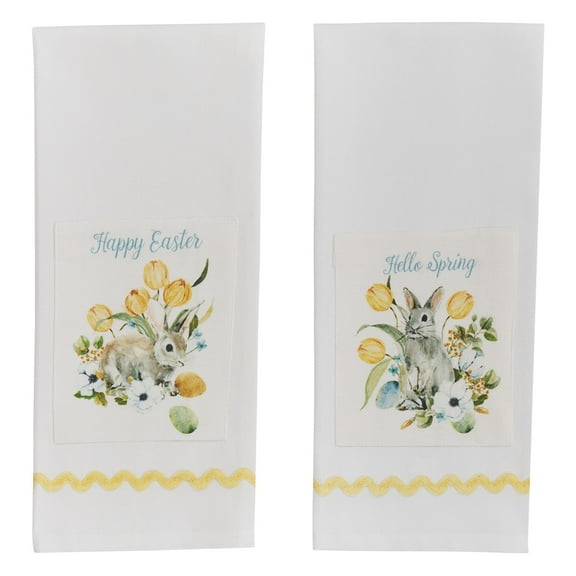 Park Designs Happy Easter Hello Spring Dishtowel Bundle of 2