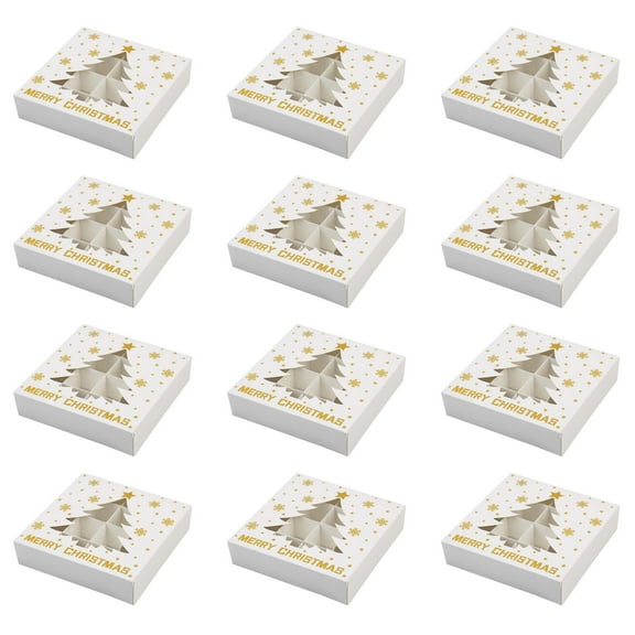 12Pcs Christmas Chocolate Box 12 Compartments Treat Boxes Festival Cookie Candy Packaging Boxes for Parties and Event