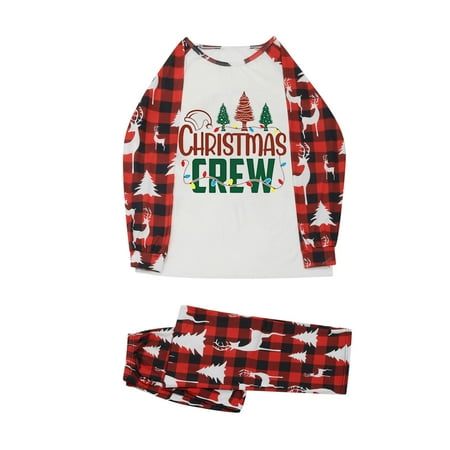 

Honeeladyy Rollbacks Winter Men s Dad Christmas Printed Blouse O-Neck Tops+Pants Family Matching Pajamas Set