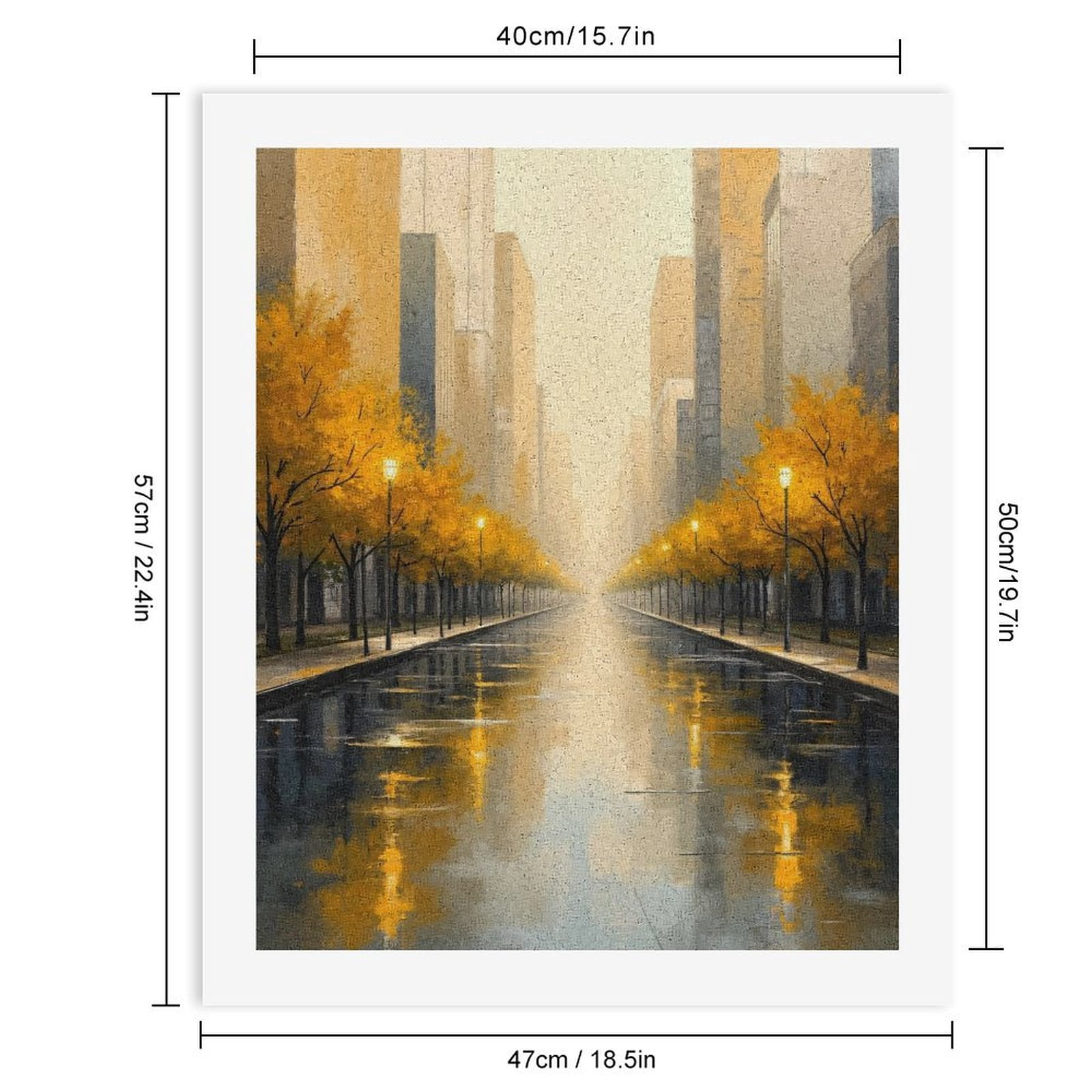 Paint By Numbers Kit for Adults Beginner - City Street Autumn Reflections Art DIY Canvas Painting Kits for Adults, Frameless Paint By Number for Adults for Home Wall Decor 16x20 Inch