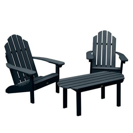 Highwood 3-pc Classic Westport Adirondack Set with 1 Classic Westport 24" W x 48" L Conversation Table - Outdoor, Eco-friendly, Synthetic Wood